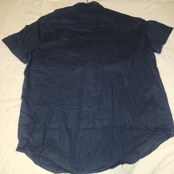 Lucky Brand Other - Lucky Brand Mens Navy Blue Short Sleeve Pearl Snap Western Shirt Large